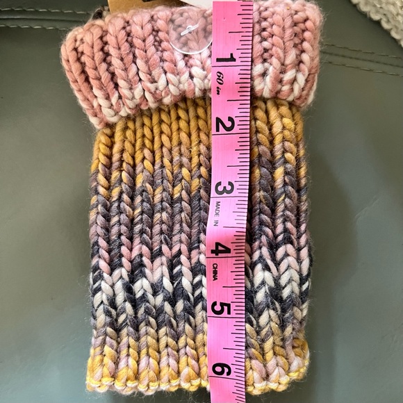 Rare OMBRE HAND WARMERS Gorgeous KNIT Soft MUTED Warm Pink/Purple-Gray/Goldenrod - Picture 7 of 9